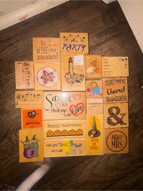Wooden Home Design Stamp Set - Assorted Natural & Black
